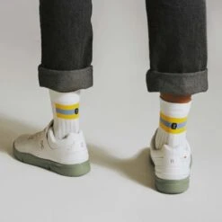 On Running On Tennis Sock - White & Mustard -On Running Winkel on running tennis sock white mustard 5 1263243